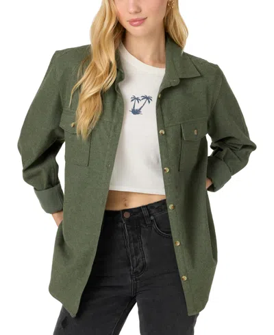 O'neill Juniors' Brooks Cotton Oversized Flannel Shirt In Dark Olive