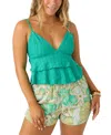 O'neill Juniors' Chloey Sleeveless Flowy Tank Top In Peacock Green