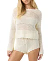 O'neill Consuelo Open Stitch Cover-up Sweater In White