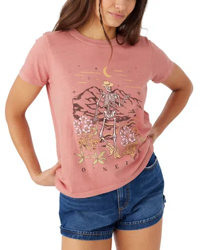 O'neill Juniors' Cotton Traveler Graphic Short-sleeve T-shirt In Canyon Rose