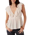 O'neill Juniors' Deji Layered Flutter-sleeve Top In Cement
