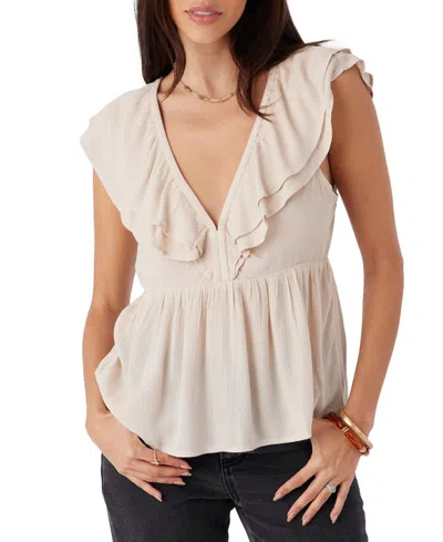 O'neill Juniors' Deji Layered Flutter-sleeve Top In Cement
