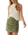 O'neill Juniors' Delilah Button-front Corduroy Miniskirt In Oil Green