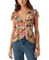O'neill Juniors' Emmalie V-neck Flutter-sleeve Top In Black