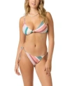 O'neill Oneill Juniors Equator Stripe Pismo Swimsuit Top Max High Rise Swimsuit Bottoms In Multi