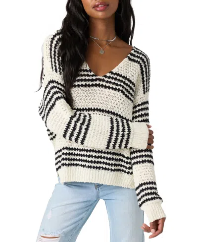O'neill Juniors' Iyla V-neck Long-sleeve Cotton Sweater In Black