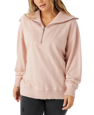 O'neill Juniors' Karma Mock-neck Quarter-zip Sweatshirt In Rose Dust