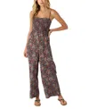 O'neill Kaylane Floral Smocked Jumpsuit In Brown