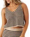 O'NEILL JUNIORS' KELSEY STRIPED COTTON CROCHET COVER-UP TANK TOP