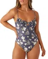 O'neill Juniors' Kendra Floral Kailua Ruched-neck Swimsuit In Periscope