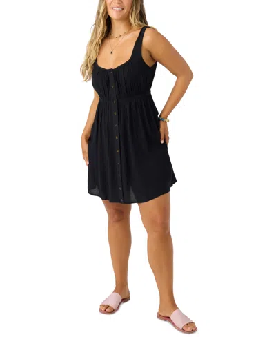 O'neill Juniors' Korie Button-front Mini Dress In Black