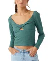 O'neill Juniors' Kristina Sweetheart-neck Long-sleeve Top In Silver Pine