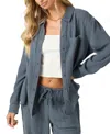 O'neill Leni Oversize Cotton Gauze Button-up Shirt In Gray