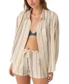 O'neill Juniors' Leni Striped Relaxed Shirt In Tapioca