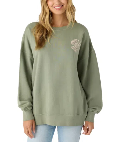 O'neill Juniors' Logo Oversized Crewneck Sweatshirt In Desert Sage