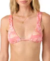 O'neill Juniors' Low Tide Menorca Striped Bikini Top In Pink