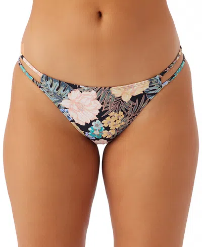 O'neill Juniors' Macaw Tropical Side-cutout Bottoms In Black Floral