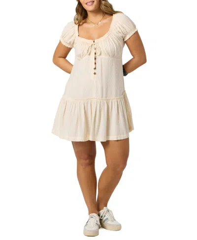 O'NEILL JUNIORS' MAGGIE TIE-NECK SHORT-SLEEVES MINI DRESS