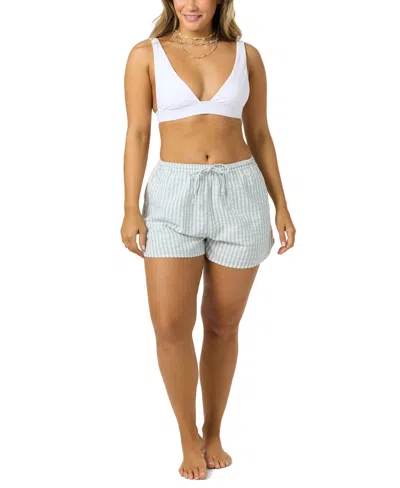 O'neill Juniors' Millie Kick Elastic Waistband Flare Hem Shorts In White