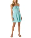 O'neill Naya Eyelet Embroidered Strapless Cotton Minidress In Blue