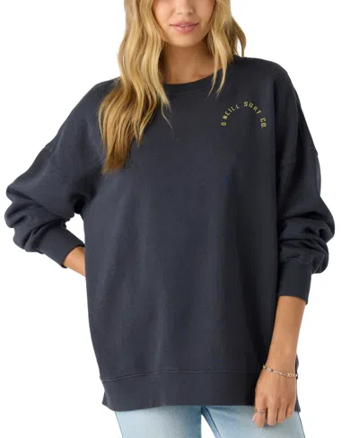 O'neill Juniors' Oversized Crewneck Sweatshirt In Washed Black