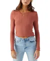 O'neill Juniors' Parks Ribbed Lettuce-edge Long-sleeve Top In Cedar Wood
