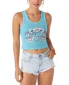O'neill Juniors' Plumeria Scoop-neck Graphic Tank Top In Blue Mist