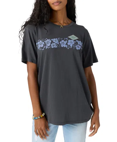 O'neill Juniors' Retro Tropic Graphic Cotton T-shirt In Black