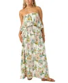 O'neill Juniors' Sadie Strapless Floral Maxi Dress In Winter White