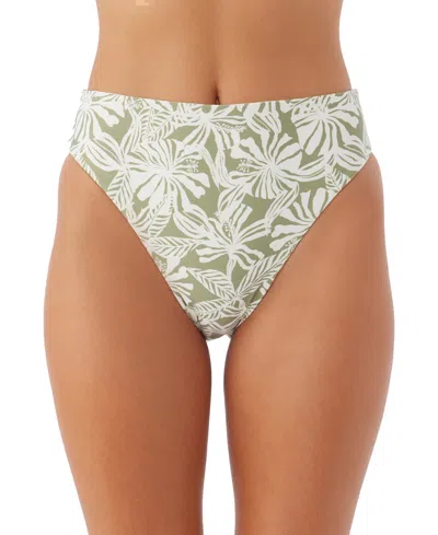 O'neill Juniors' Saltwater Essentials Printed High-waisted Bottoms In Oil Green