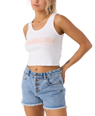 O'neill Juniors' Seashells Scoop-neck Tank Top In White