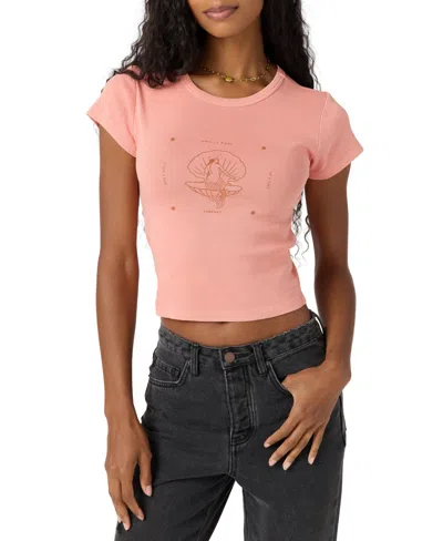 O'neill Juniors' Shell Of A Time Cotton Graphic Top In Pink