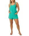O'neill Juniors' Summerlin Cotton And Linen Sleeveless Romper In Peacock Green