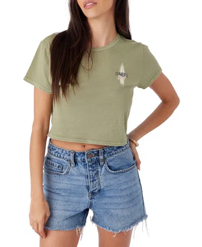 O'neill Juniors' Thruster Graphic Print Cotton T-shirt In Oil Green