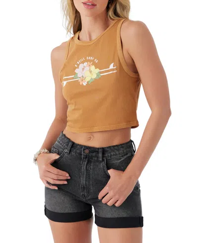 O'neill Juniors' Tropical Surf Cropped Tank Top In Brown Sugar