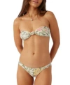 O'neill Oneill Juniors Veda Tropical Printed Bandeau Bikini Top Veda Tropical Printed Bikini Bottoms In Oil Green