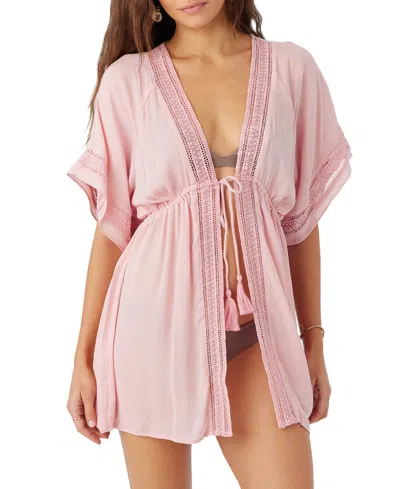 O'neill Juniors' Wilder Tie-front Swim Cover-up In Rose