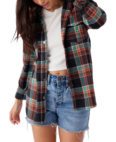 O'neill Juniors' Zuma Button-front Plaid Sleeve Shirt In Latigo Bay
