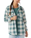 O'neill Juniors' Zuma Button-front Plaid Sleeve Shirt In Silver Pine