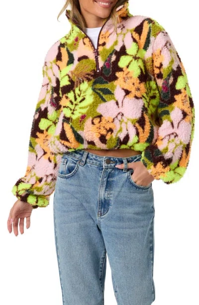 O'neill Kacey High Pile Floral Half Zip Jacket In Multi
