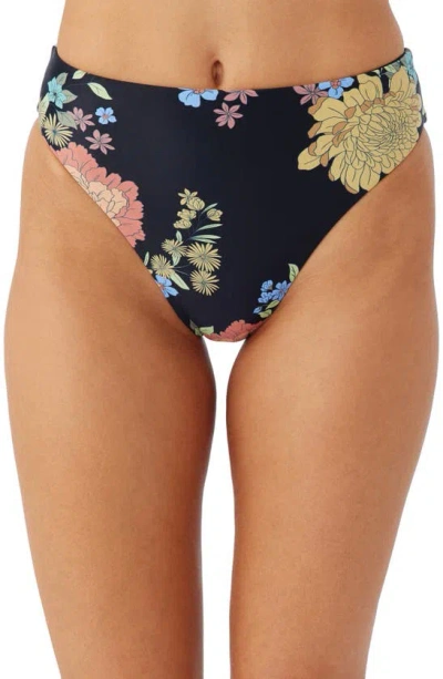 O'neill Kali Floral High Cut Bikini Bottoms In Black
