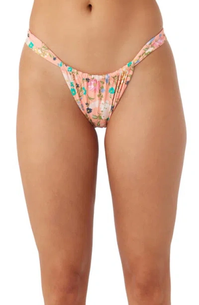 O'neill Kelly Floral Solimar Ruched Bikini Bottoms In Desert Flower