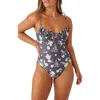 O'neill Juniors' Kendra Floral Kailua Ruched-neck Swimsuit In Periscope