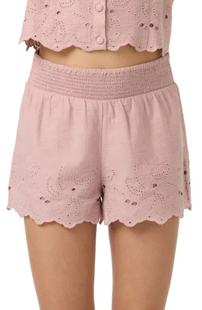 O'neill Kids' Annalee Eyelet Embroidered Shorts In Pink
