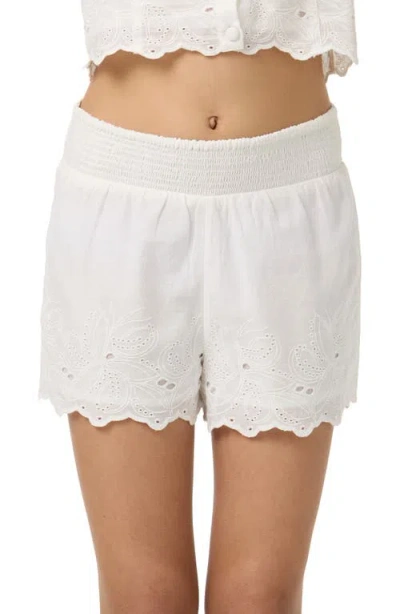 O'neill Kids' Annalee Eyelet Embroidered Shorts In White