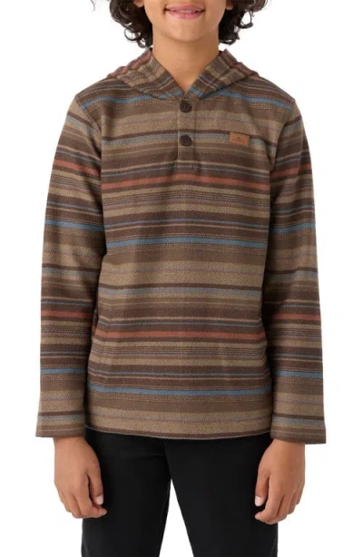 O'neill Kids' Bavaro Stripe Pullover Hoodie In Chocolate Chip