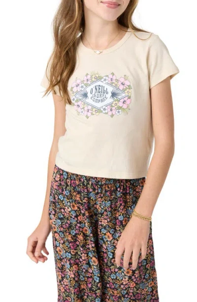 O'neill Kids' Beachside Hibiscus Graphic T-shirt In Tapioca