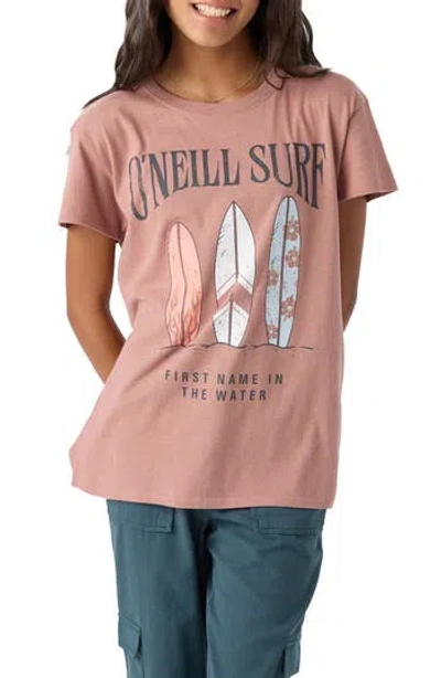 O'neill Kids' Board Collection Cotton Graphic T-shirt In Pink