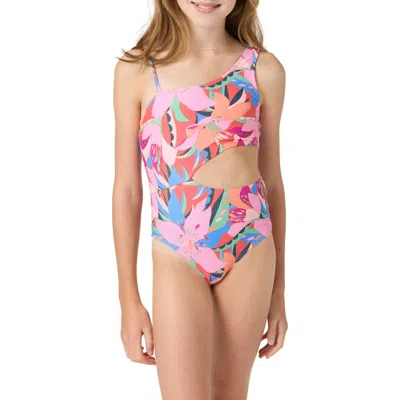 O'neill Kids' Cabana Asymmetric Floral One-piece Swimsuit