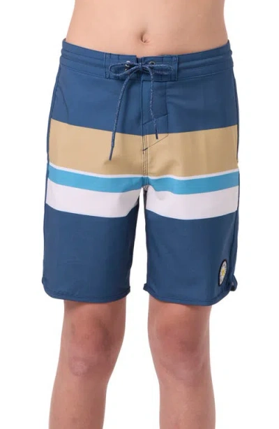 O'neill Kids' Cruzer Stripe Scallop Board Shorts In Blue